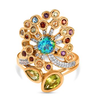 GP Italienische Garten Kollektion - Mehrfarbiger Edelstein Ring, 925 Silber Gelbgold Vermeil (Gr&ouml;&szlig;e 17.00) ca. 2.97 ct