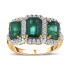AAA Kagem sambischer Smaragd und Diamant-Ring in 585 Gelbgold - 3,99 ct. image number 3