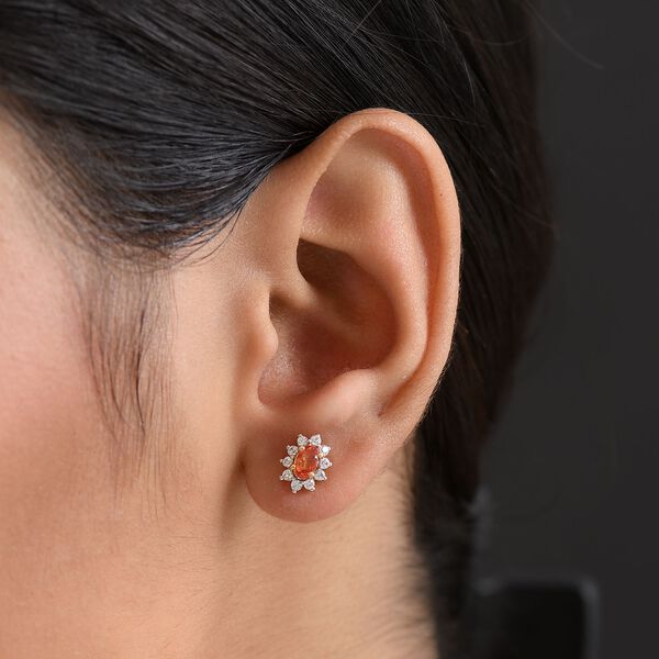 AA Orange Saphir und Zirkon Ohrringe - 1,11 ct. image number 3