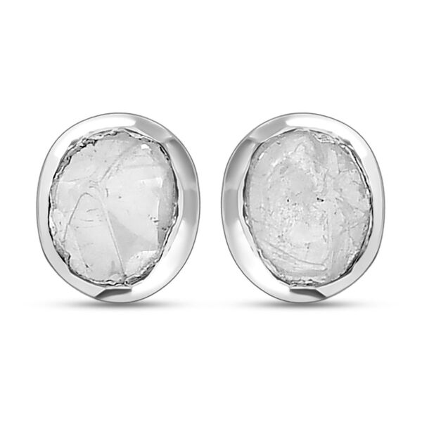 Handgearbeitete Polki-Diamant-Ohrringe, 925 Silber platiniert ca. 0,15 ct image number 0