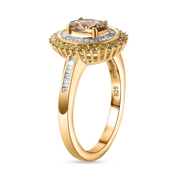 AA Natürlicher goldener Tansanit, gelber und weißer Diamant-Ring - 1,13 ct. image number 7