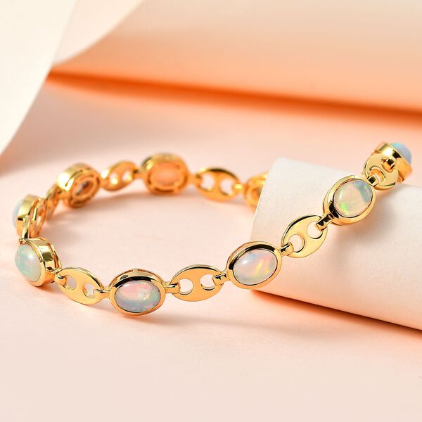 AA Natürlicher, äthiopischer Welo Opal Armband ca. 19 cm 925 Silber Gelbgold Vermeil ca. 7.20 ct image number 2