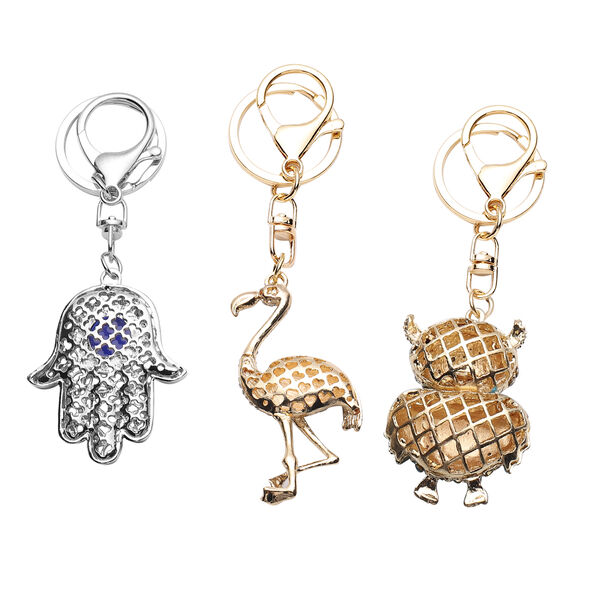 3er-Set- mehrfarbiger Kristall-Schl&uuml;sselanh&auml;nger - 1,20 ct. image number 2