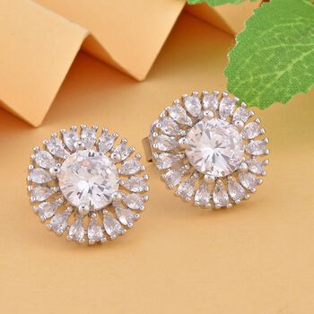 Wei&szlig;e Zirkonia Ohrringe, silberfarben