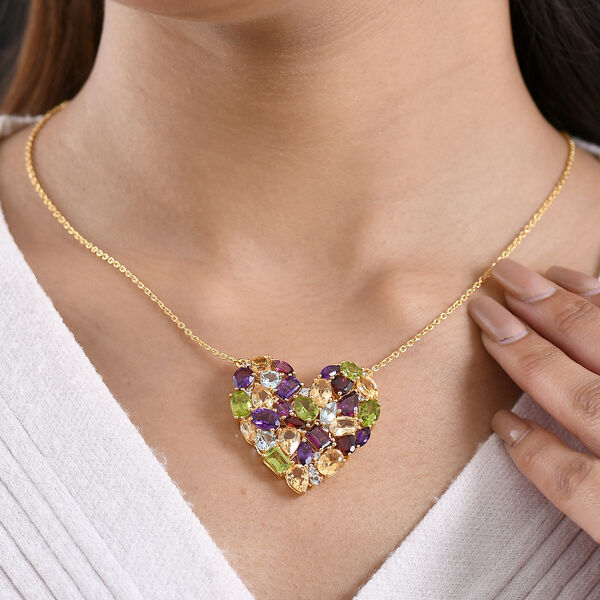 GP - Nat&uuml;rlicher Rhodolith Granat Halskette ca. 45 cm 925 Silber 750 Gelbgold Vermeil ca. 16,56 ct. image number 2