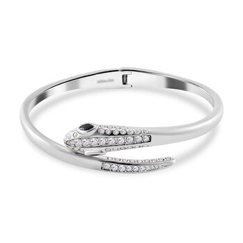 Schlangen Armreif, Wei&szlig;er Zirkonia, ca. 19 cm Reiner Edelstahl