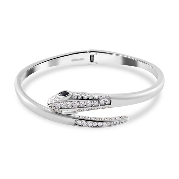 Schlangen Armreif, Wei&szlig;er Zirkonia, ca. 19 cm Reiner Edelstahl