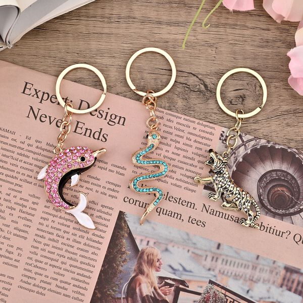 3er Set - Schl&uuml;sselanh&auml;ngern inklusive Muster (Tiger, Schlange und Delfin) image number 2