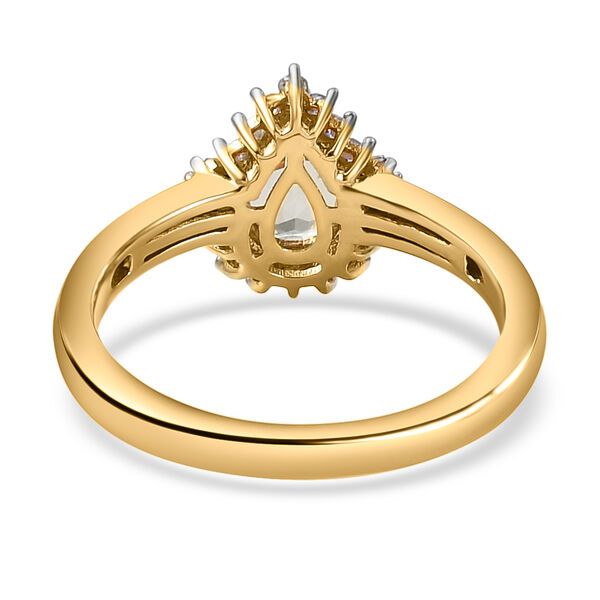 AAA Turkizit und wei&szlig;er Diamant-Ring, 925 Silber Gelbgold Vermeil  ca. 1,08 ct image number 6