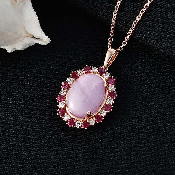 EverTrue Kunzit, Rhodolith Granat und Zirkon Anh&auml;nger mit 50cm Kette - 13 ct. image number 2