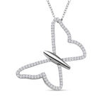 Moissanit Anhänger mit Kette, 925 Silber rhodiniert ca. 0.70 ct