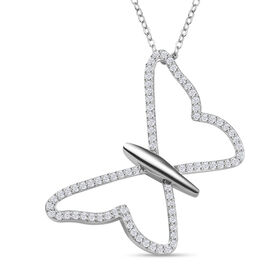 Moissanit Anhänger mit 50cm Kette, 925 Silber rhodiniert - 0,70 ct.