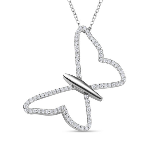 Moissanit Anhänger mit 50cm Kette, 925 Silber rhodiniert - 0,70 ct. image number 0