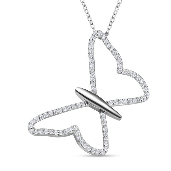 Moissanit Anh&auml;nger mit 50cm Kette, 925 Silber rhodiniert - 0,70 ct.