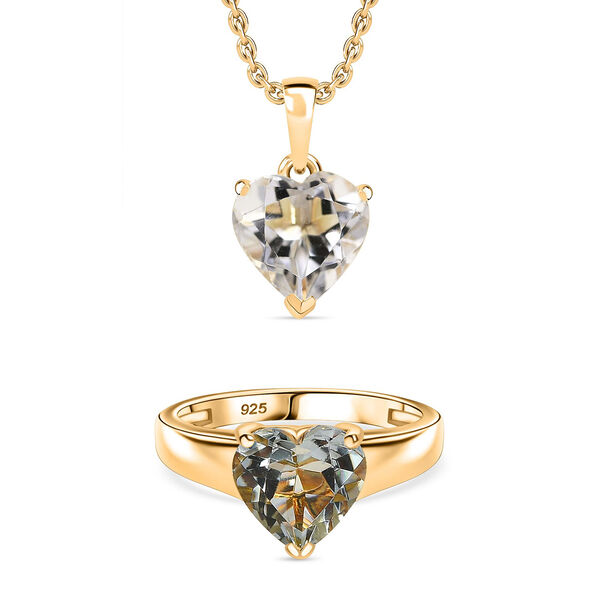 AA Prasiolith Ring und Anhänger 71cm Kette image number 0