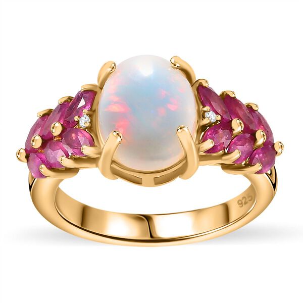 AA natürlicher, äthiopischer Welo Opal, Zirkon und afrikanischer Rubin-Ring - 3,12 ct. image number 5