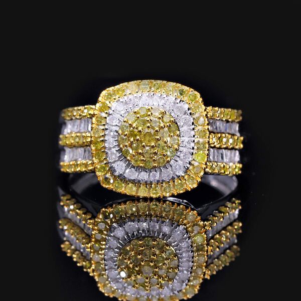 Gelber Diamant, Weißer Diamant Ring 925 Silber platiniert (Größe 20.00) ca. 1.00 ct image number 4