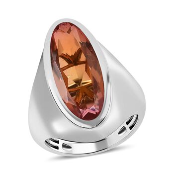 Padparadscha Triplette Quarz Ring, 925 Silber platiniert (Gr&ouml;&szlig;e 17.00) ca. 7.43 ct