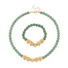 Grüner Aventurin Schmuckset Legierung  gelb vergoldet ca. 430.00 ct