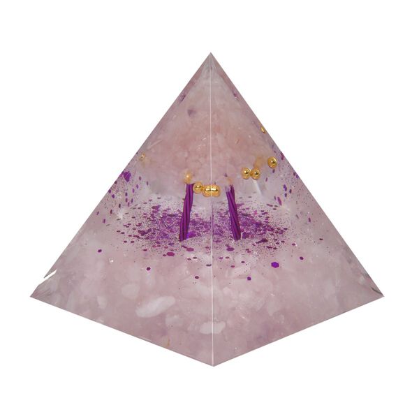 Edelstein Pyramide mit Rosenquarz und Quarz Lebensbaum, koralle image number 3