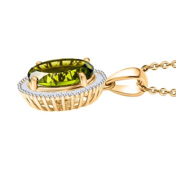 D'Joy AAA Peridot und Diamant Anh&auml;nger mit 50cm Kette - 5,36 ct.