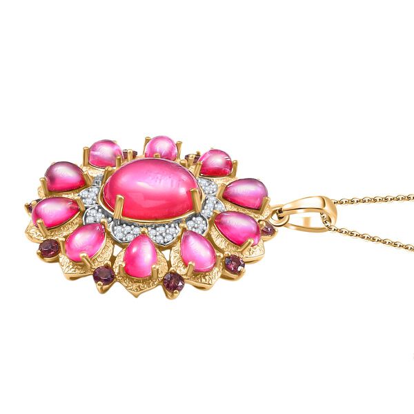 D'Joy Maulbeer Mondstein Schmuckset ca. 45 cm 925 Silber 750 Gelbgold Vermeil ca. 13,18 ct. image number 4