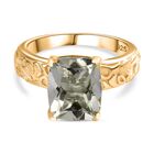 AA Prasiolith Ring, 925 Silber 750 Gelbgold Vermeil (Größe 18.00) ca. 3,85 ct
