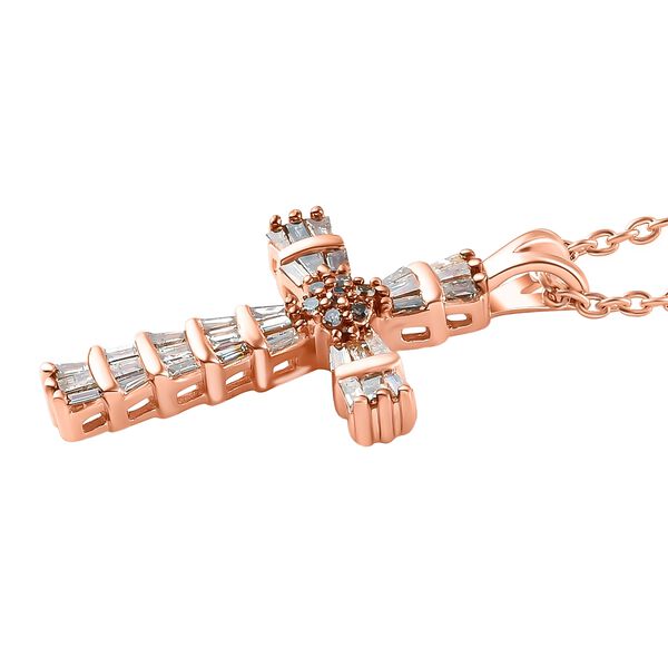 Champagner Diamant Kreuz-Anh&auml;nger mit Kette image number 4