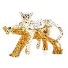" Leopard shape Trinket Storage Box - gold Material: Alloy + diamond size: 11*3.7*8cm  "