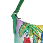 SUKRITI - handbemalte Handtasche aus echtem Leder mit RFID Schutz, Tropical Grün image number 7