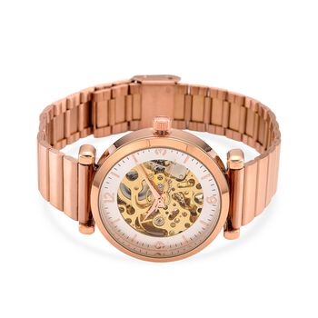 GENOA TIME V2 Automatik-Mechanische Uhr, wei&szlig;es Zifferblatt mit Sonnenschein-Design, 3ATM Wasserdicht, 8.5 cm, ros&eacute;farben