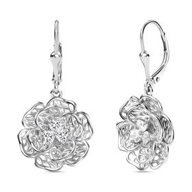 Florale Moissanit-Ohrringe, 925 Silber rhodiniert - 0,64 ct.