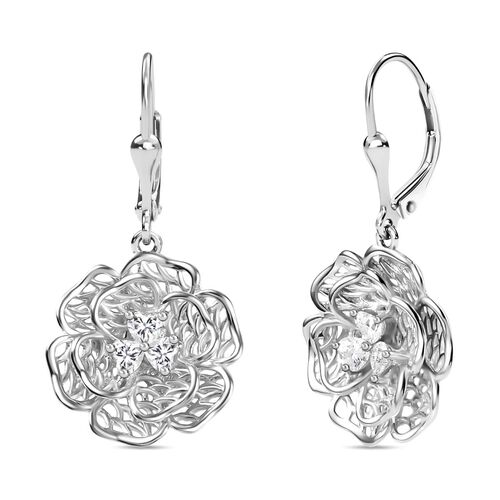 Florale Moissanit-Ohrringe, 925 Silber rhodiniert - 0,64 ct. image number 0