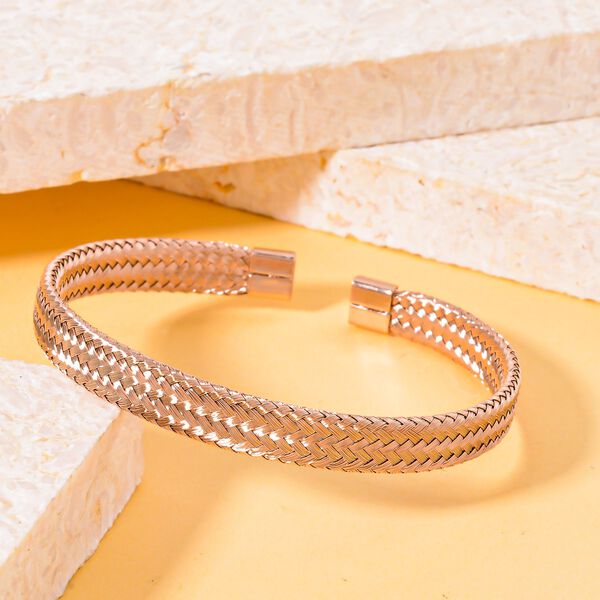 Flexibles Edelstahl Armreif, ca. 12,00g, rosévergoldet image number 2