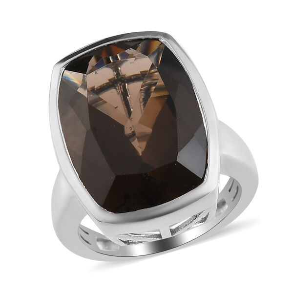 Rauchquarz-Ring, 925 Silber platiniert  ca. 13,18 ct image number 4