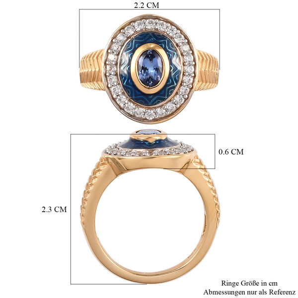 Tansanit und Zirkon Ring 925 Silber vergoldet  ca. 0,98 ct image number 7