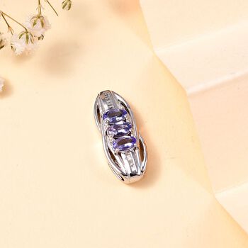 Tansanit und Diamant Anh&auml;nger, 925 Silber rhodiniert - 0,68 ct.