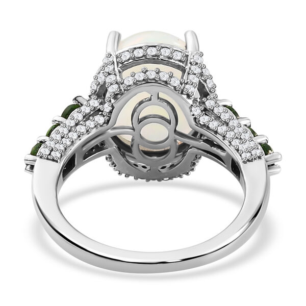 Natürlicher, äthiopischer Opal, Chromdiopsid und Zirkon-Ring - 4,64 ct. image number 7