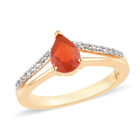 Feuer opal und Zirkon Ring 925 Silber Gelbgold Vermeil image number 3