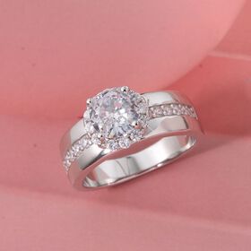 LUSTRO STELLA weißer Zirkonia Solitär-Stil-Ring