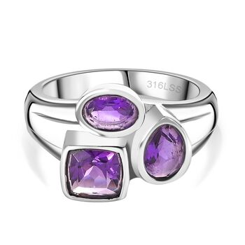 Afrikanischer Amethyst Ring 316L Edelstahl (Gr&ouml;&szlig;e 17.00) ca. 2.06 ct