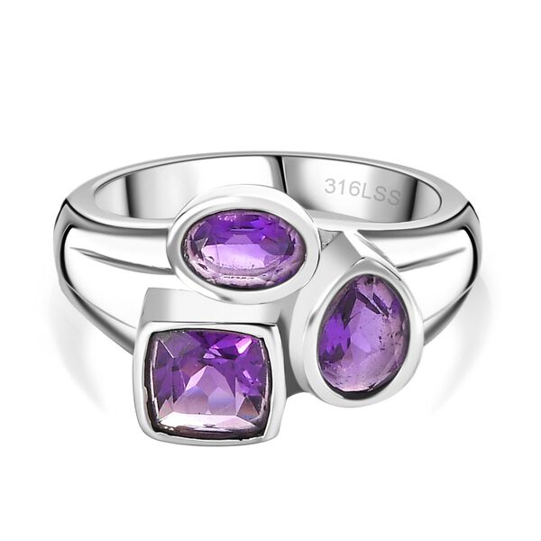 Afrikanischer Amethyst Ring 316L Edelstahl (Gr&ouml;&szlig;e 17.00) ca. 2.06 ct