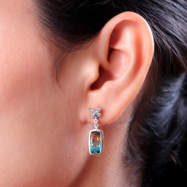 Aqua Terra Costa Quarz Triplett und Zirkon-Ohrh&auml;nger, 925 Silber platiniert, 5,50 ct. image number 3