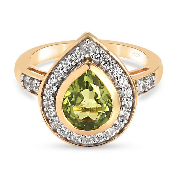 Peridot und Zirkon Ring 925 Silber 585 Vergoldet image number 5