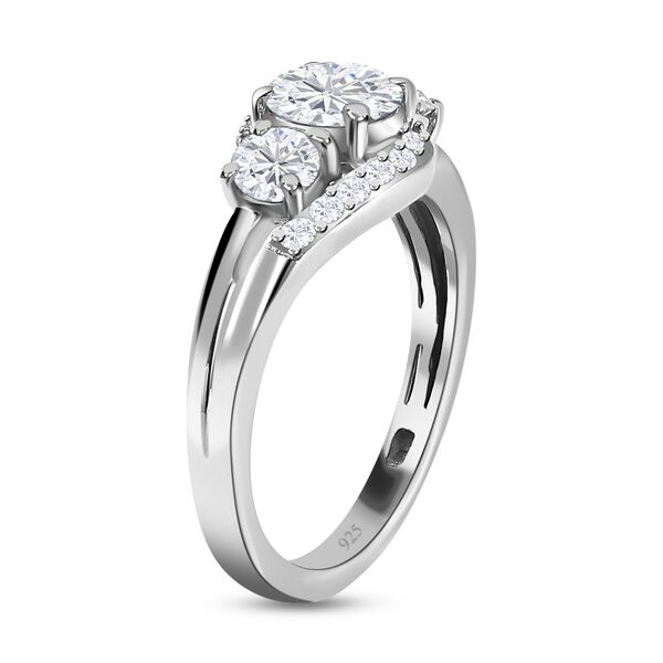 Moissanit Ring, 925 Silber platiniert (Größe 20.00) ca. 1.38 ct image number 4