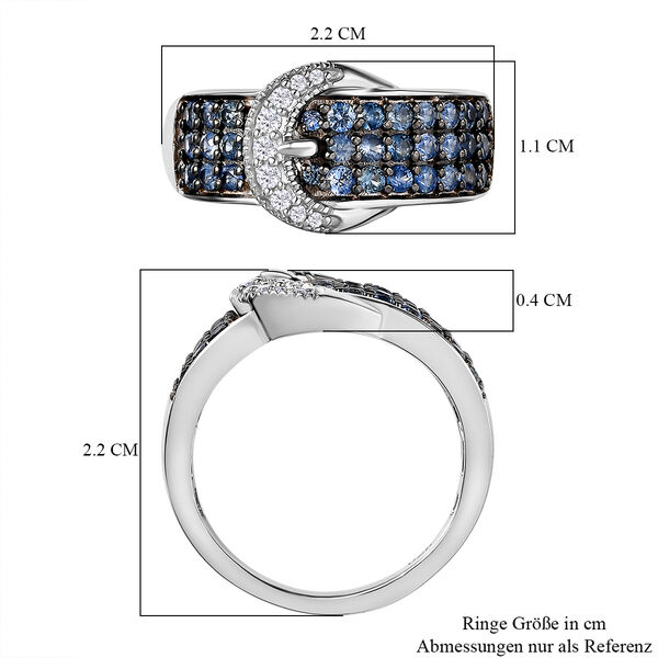 Ceylon-Saphir, Moissanit Ring 925 Silber rhodiniert (Größe 20.00) ca. 0,94 ct image number 6