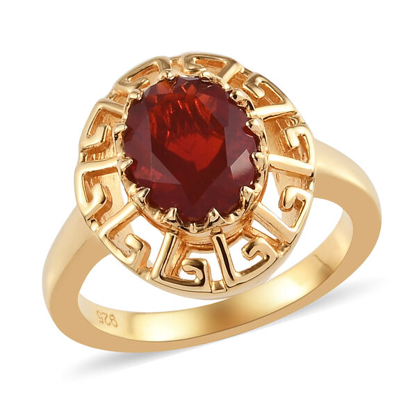 Mexikanischer Kirschfeuer-Opal Ring 925 Silber Gelbgold Vermeil  ca. 1,31 ct image number 4