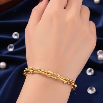 Designer inspiriert - Goldfarbe Armband ca. 18 cm + 3.5 cm Extender, 316L Edelstahl ca. 15,30g