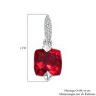 Magenta Rosa Quarz Triplette, weißer Zirkon Ohrringe, 925 Silber platiniert ca. 5.19 ct image number 5