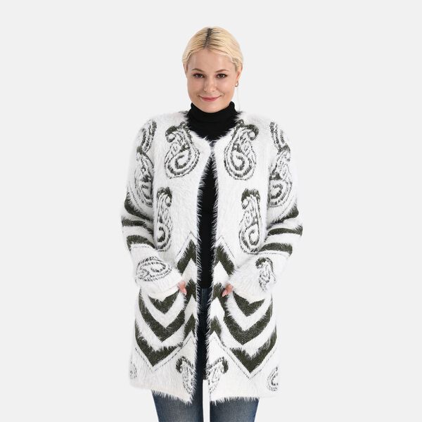 Gemusterter Cardigan mit Taschen, Einheitsgr&ouml;&szlig;e, Paisley-Muster, Tiefgr&uuml;n image number 4